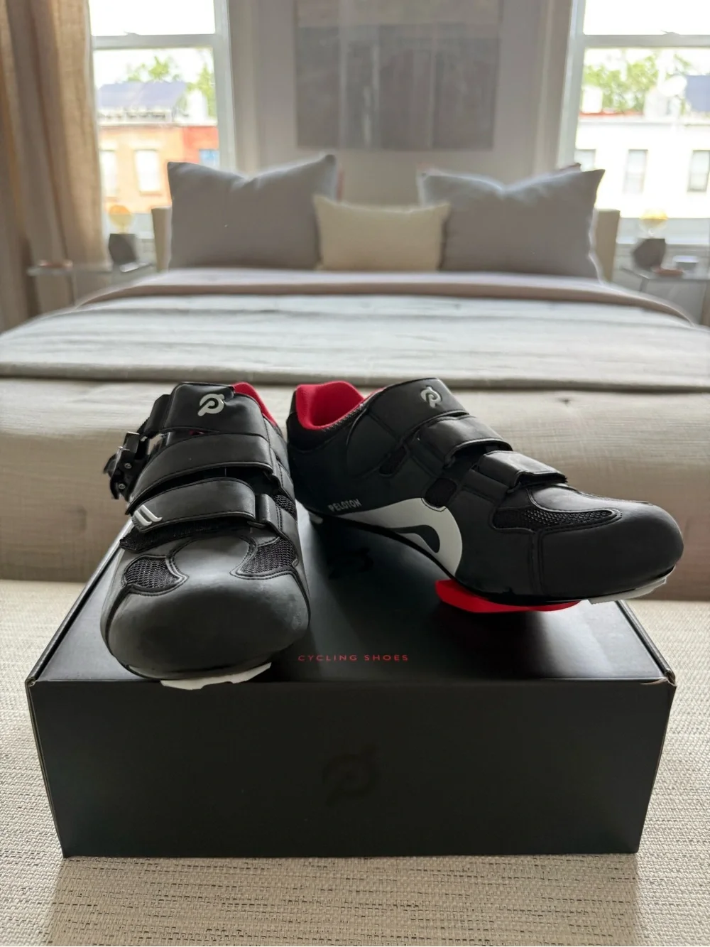 Peloton OriginalCycling Shoes - Black with White and Red Accents NWT